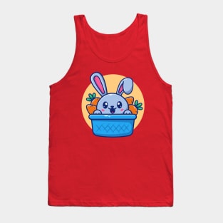 Cute Rabbit In Basket With Carrot Cartoon Tank Top